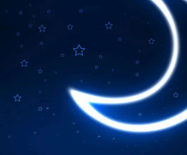 星星和月亮的夜晚天空背景 — 图库照片