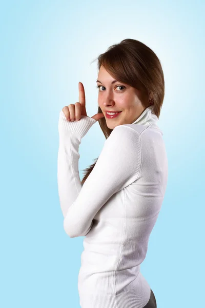 하얀 스웨터에 어린 소녀 — 스톡 사진