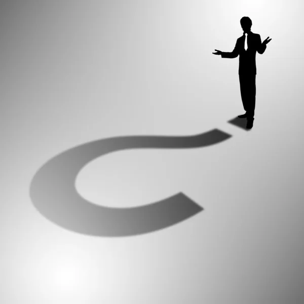 Empresário com sombra como símbolo de moeda — Fotografia de Stock