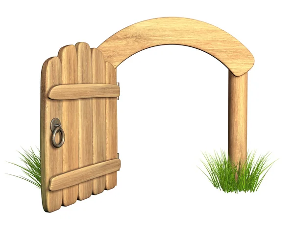 Открытая деревянная дверь — стоковое фото