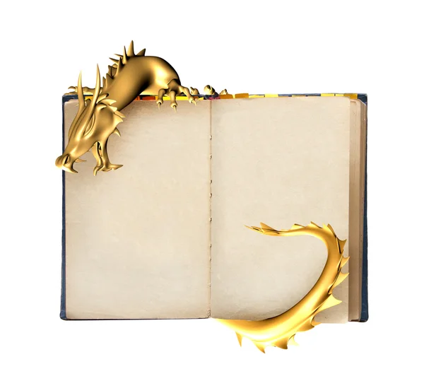 Dragon and old book — Zdjęcie stockowe