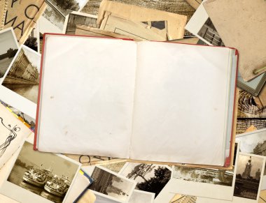 Old book and photos clipart