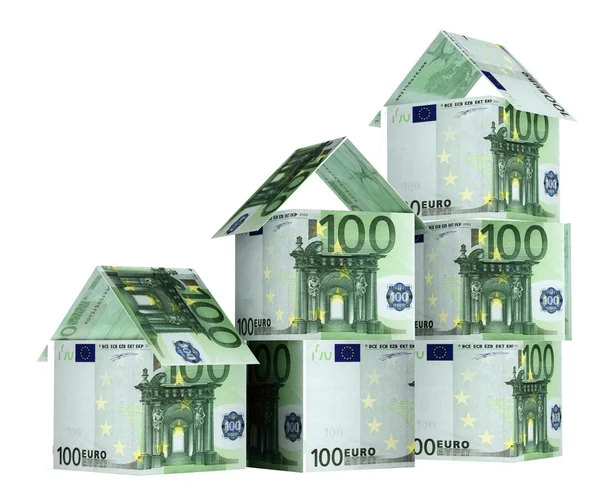 房子从欧元纸币 — 图库照片