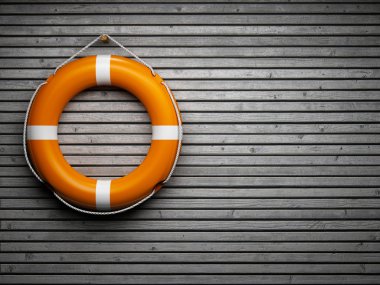 Lifebuoy on wooden wall clipart