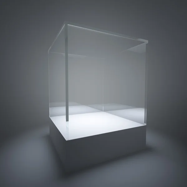 照らされた空のガラスのショーケース — ストック写真