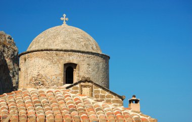 monemvasia Town, Yunanistan eski Bizans kilisesinin kubbesi