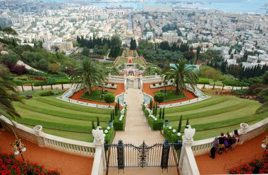 Bahai temple gardens is famous sacred place in Israel clipart