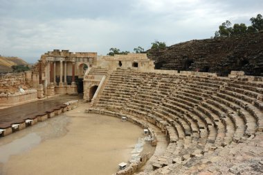 Panorama of ancient theatre ruins of Beit She'an (Beit Shearim) clipart