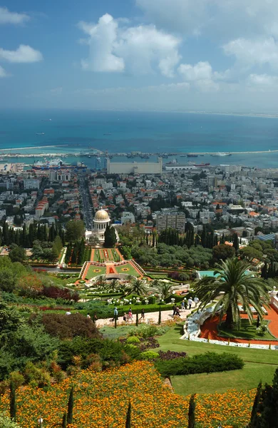 Vista dos jardins do templo de Bahai, Haifa, Israel — Fotografia de Stock