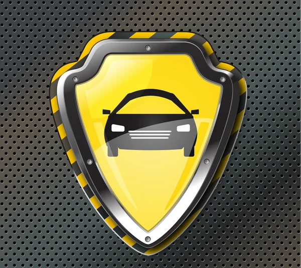 Ochranný štít s ikonou, auto — Stockový vektor