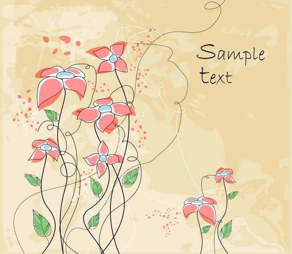 Floral kaart, vectorillustratie — Stockvector