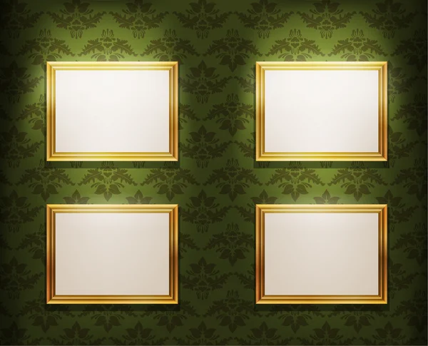 Empty photo frames on wall, eps10 vector — Stock Vector