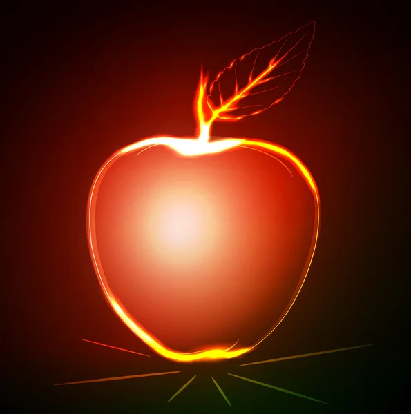 Светящееся яблоко, векторная иллюстрация — стоковый вектор