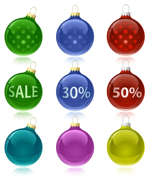 Weihnachtskugeln mit Verkaufsetiketten — Stockvektor
