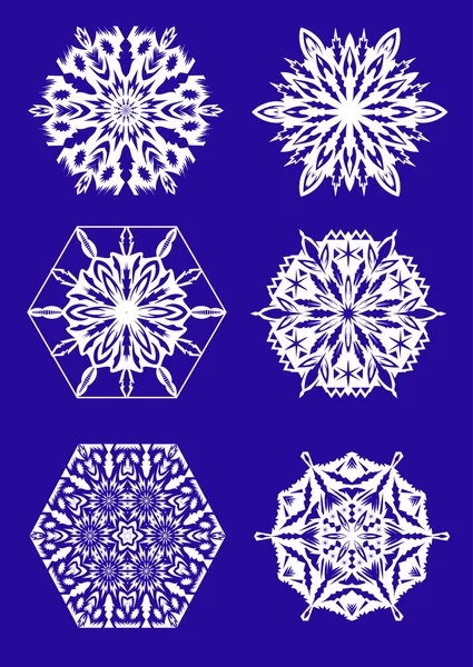 Thème de Noël - ensemble de 6 flocons de neige intelligents — Image vectorielle
