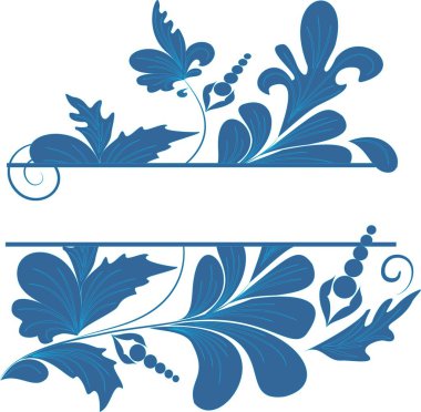 Blue decorative floral banner for text clipart