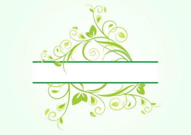 Green decorative floral banner for text clipart