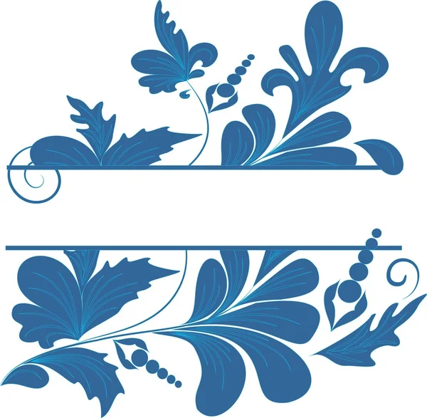 Μπλε διακοσμητικά floral banner για το κείμενο — Διανυσματικό Αρχείο