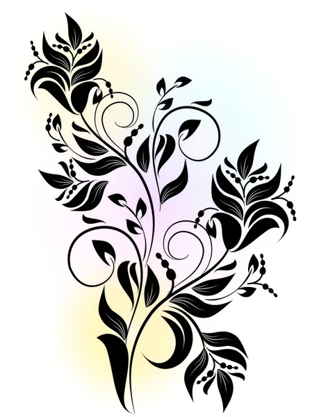 Branche décorative avec ombre — Image vectorielle