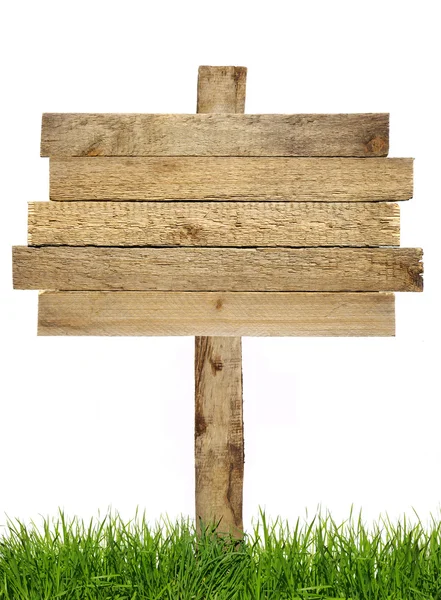 stock image Wood sign with grass