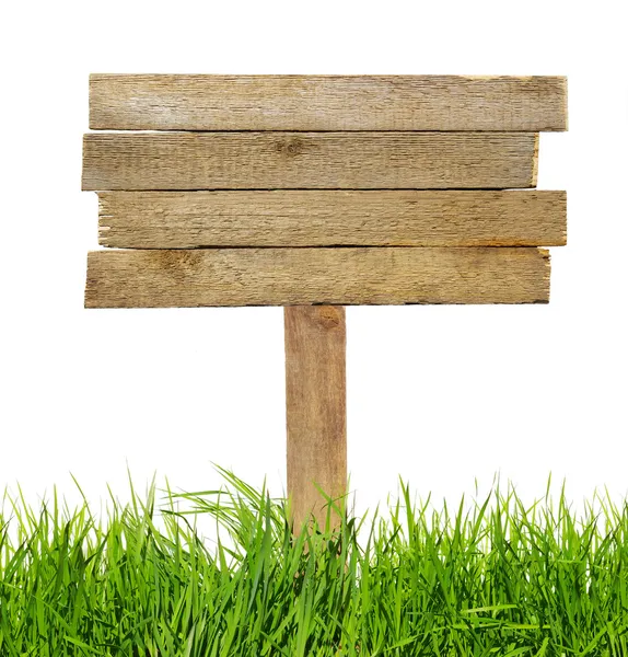 stock image Wood sign with grass