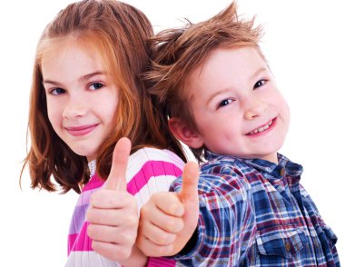 Happy boy and girl thumbs up clipart