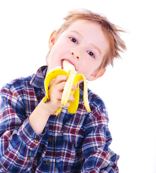 Menino com banana — Fotografia de Stock