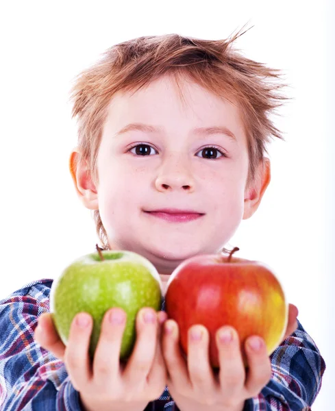 Little boy with apples — Stock Photo, Image