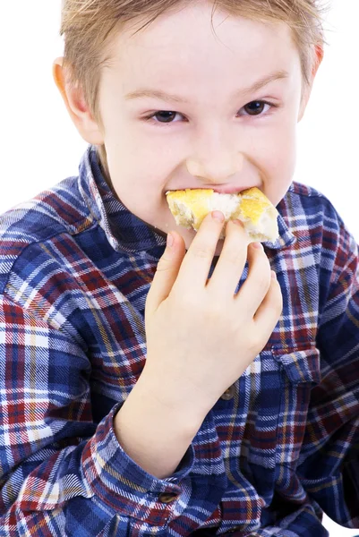 Pojken äta — Stockfoto