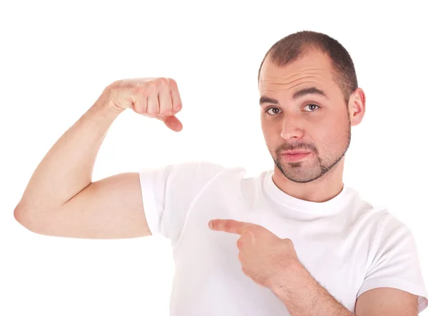 Muskulöser Mann isoliert auf weiß — Stockfoto