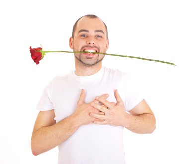 Young man with a flower clipart