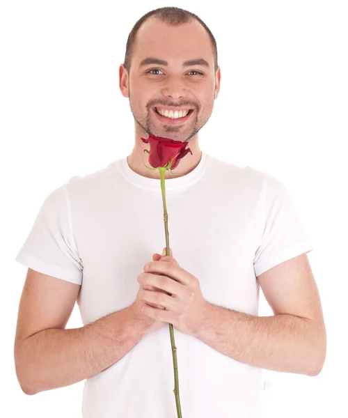 Man with flower — Stock Photo, Image