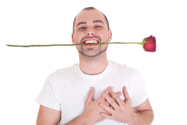 Junger Mann mit einer Blume — Stockfoto