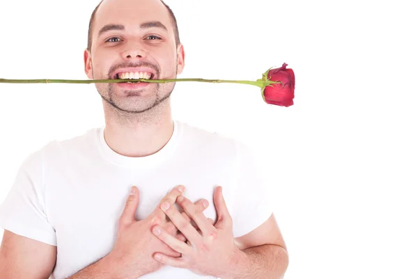 Young man with flower — Stock Photo, Image