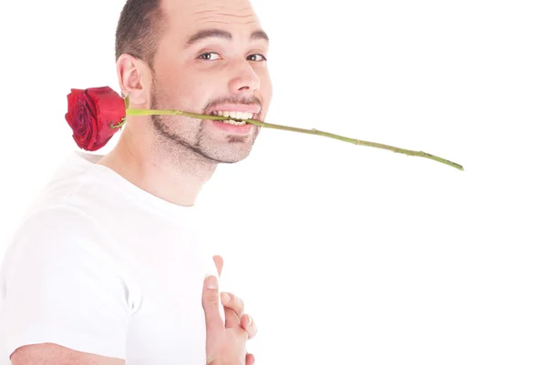 Young man with a rose — Stock Photo, Image