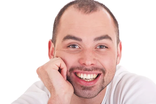 Mutlu bir genç gülümseyen adam portresi — Stok fotoğraf