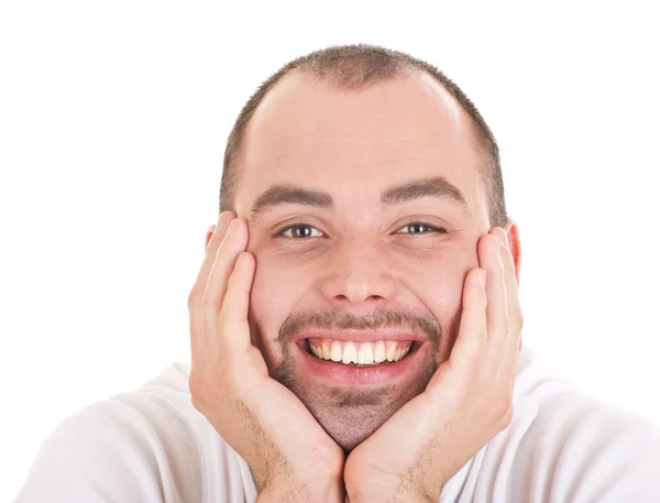Portret van de jonge gelukkig lachende man — Stockfoto