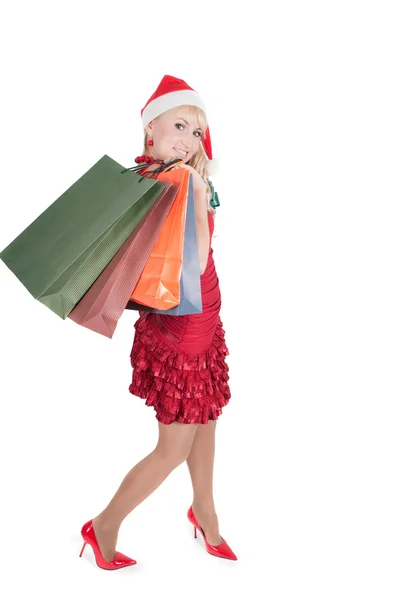 Happy woman with Christmas presents — Stock Photo, Image