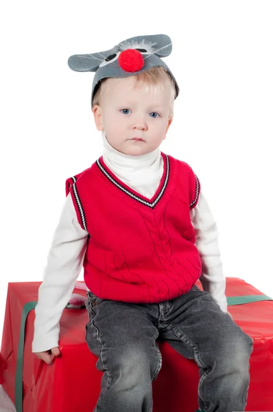 Christmas toddler with presents — Stock Photo, Image