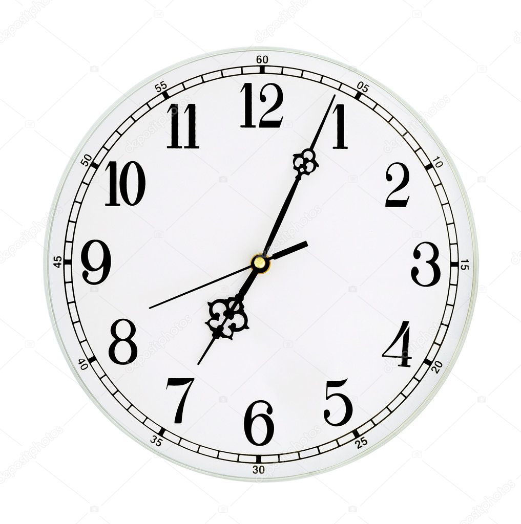 Round clock with Arabic numerals