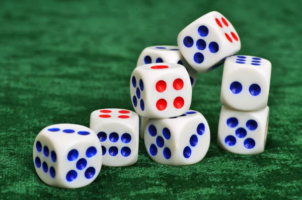 Dice on a baize — Stock Photo, Image