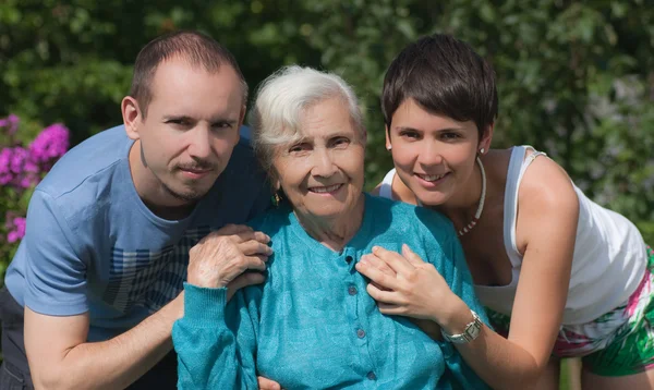 Grandmother and grandchildren of adults — Stock Photo, Image