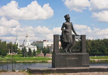 Monument to Alexander Pushkin in Tver, Russia clipart