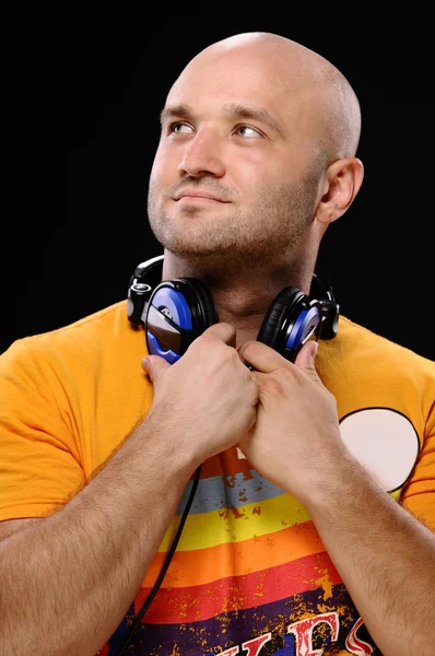 Man with earphones — Stock Photo, Image