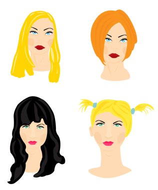 Feminine hairs and hairstyles clipart