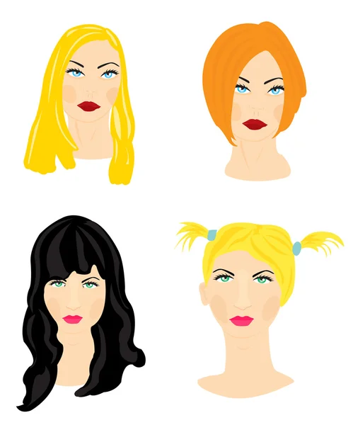 Kadınsı saç ve saç modelleri — Stok Vektör