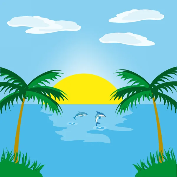 Lever de soleil dans l'océan — Image vectorielle
