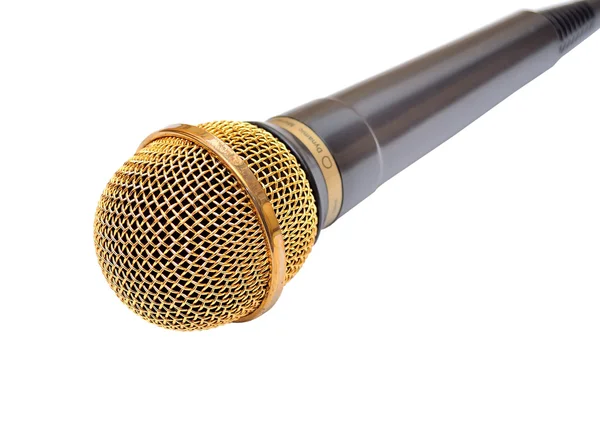 Guld mikrofon Stockbild