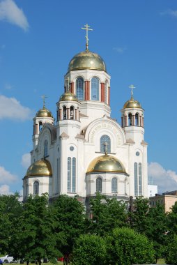 A Russian Orthodox church in Yekaterinburg built in 2000-2003 on the site where the former Emperor Nicholas II of Russia and several members of his family and household were executed following the Bolshevik Revolution clipart