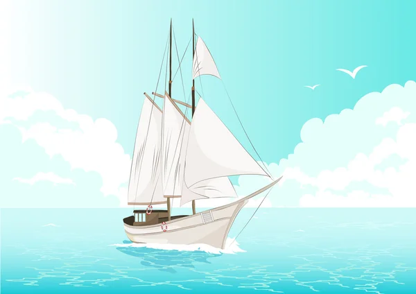 Корабль в море — стоковый вектор